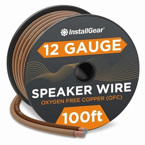 InstallGear 12 Gauge Speaker Wire 100ft - Deoxidized Copper OFC Speaker Wires 12 Gauge - Flexible Wire Cable with Polarity Marking - Soft Touch 12 AWG Wire for Audio, Amp and Home Theater Use - Brown speaker cable,audio wire,hi-fi speaker cord,