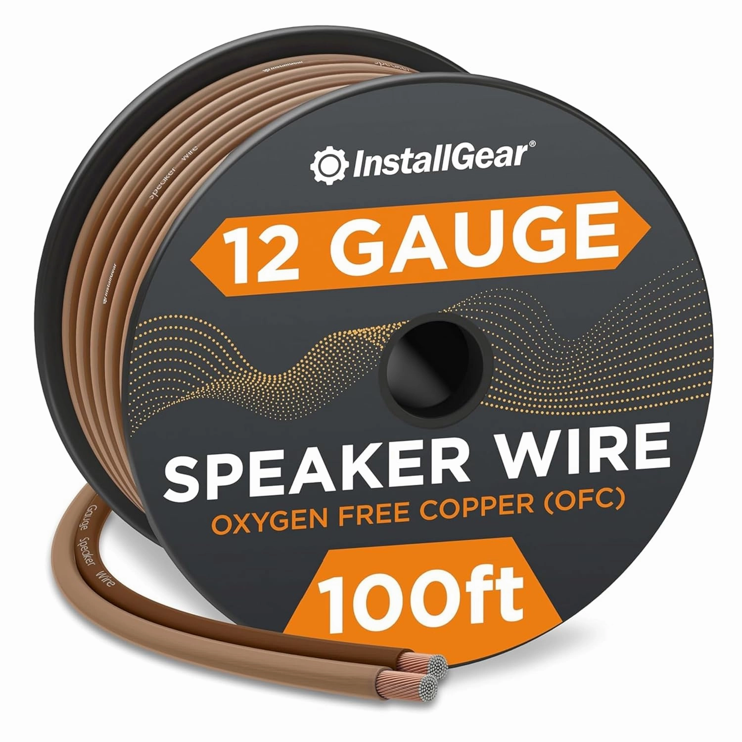 InstallGear 12 Gauge Speaker Wire 100ft - Deoxidized Copper OFC Speaker Wires 12 Gauge - Flexible Wire Cable with Polarity Marking - Soft Touch 12 AWG Wire for Audio, Amp and Home Theater Use - Brown speaker cable,audio wire,hi-fi speaker cord,
