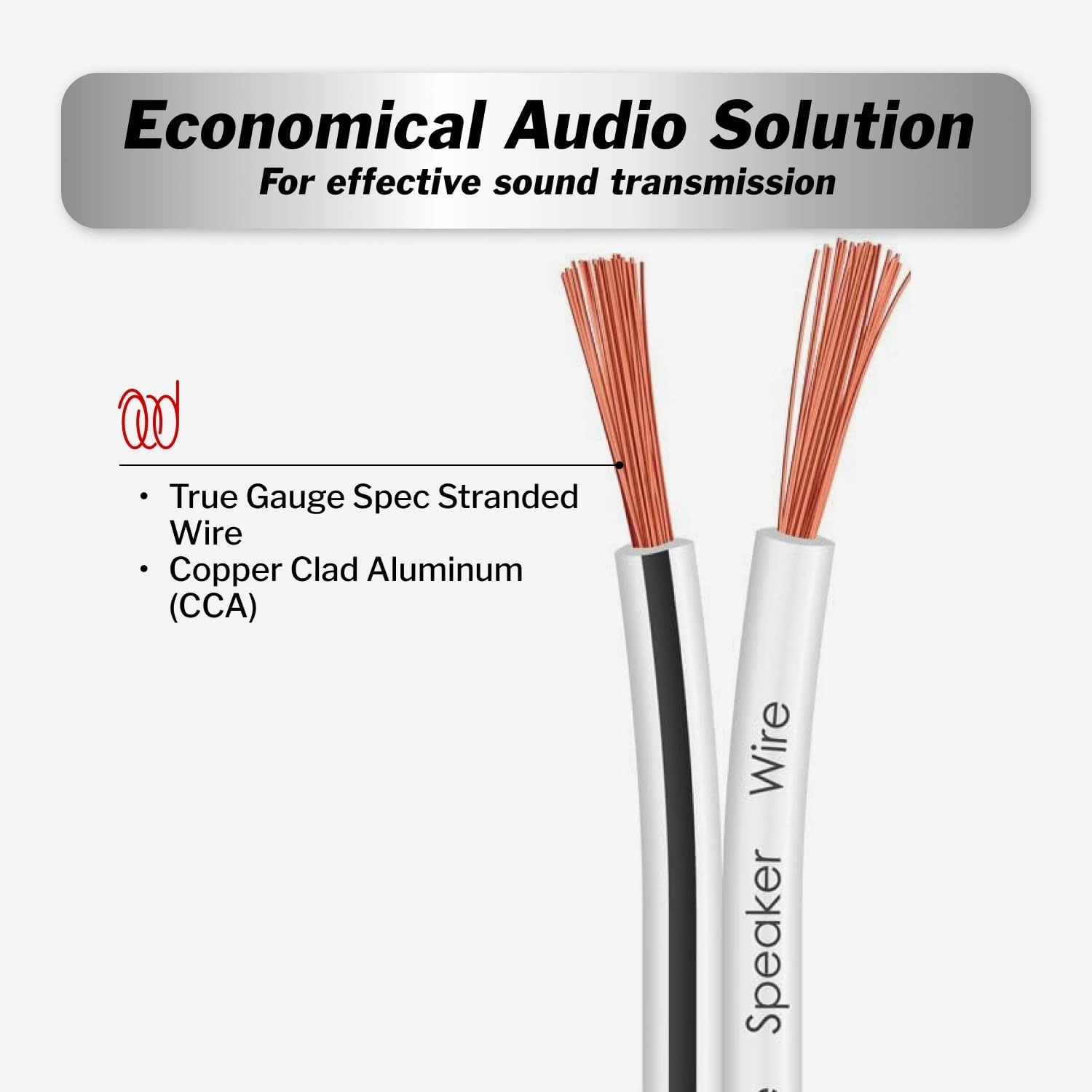 InstallGear 14 Gauge AWG Speaker Wire Cable (100ft - White) | White Speakers Cable | Speaker Wire for Outdoor, Automotive, and Marine