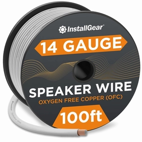 InstallGear 14 Gauge AWG Speaker Wire Cable - 100ft White | Marine & Automotive Speaker Wire speaker cable,audio wire,hi-fi speaker cord,