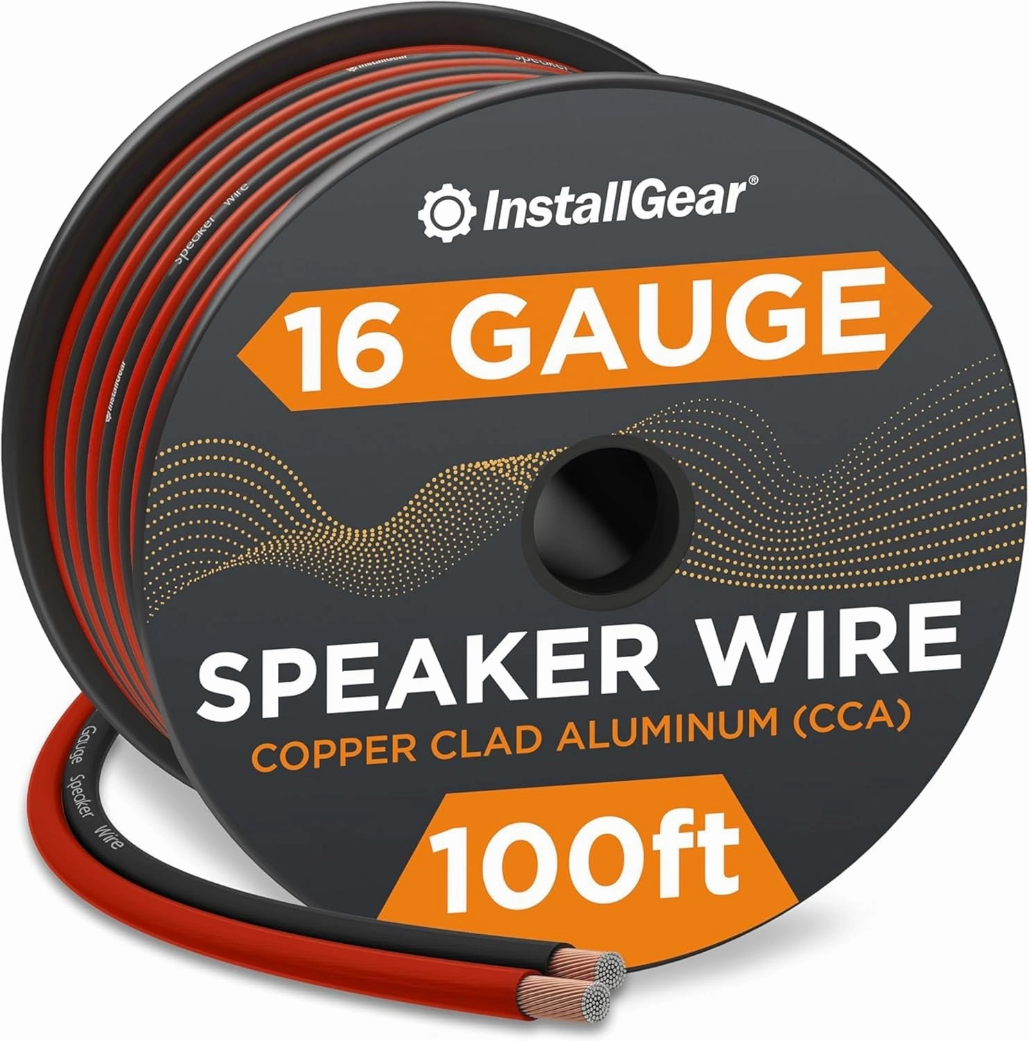 InstallGear 16 Gauge Speaker Cable - 100 ft True Spec Soft Touch Audio Wire for Car Stereos, Home Theater, Surround Sound - Flexible 16 AWG Speaker Wire - Easy Installation - Red/Black speaker cable,audio wire,hi-fi speaker cord,