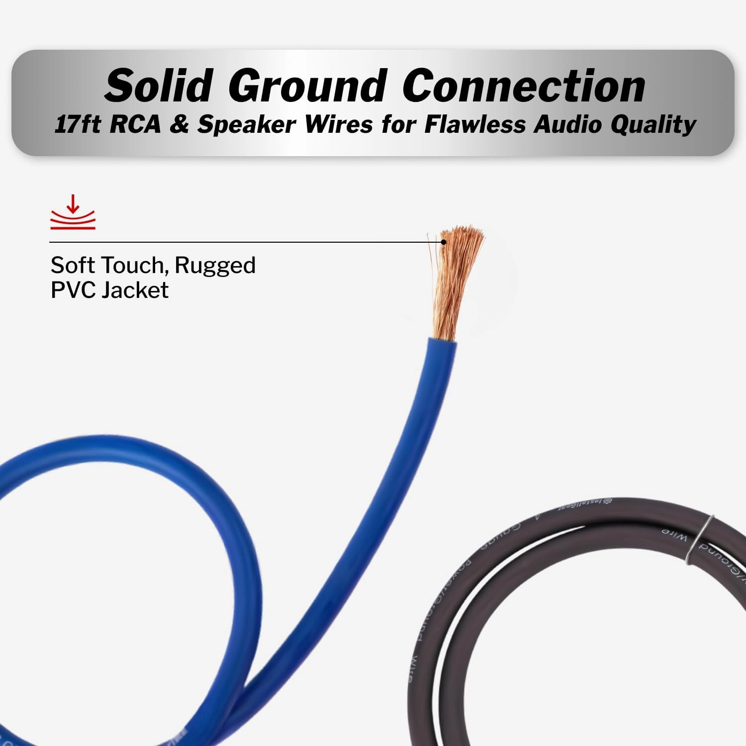 InstallGear 4 Gauge Amp Wiring Kit - 17ft Amplifier Subwoofer Wiring Kit with True Spec Cables - Power Soft Touch Wire Set for Car Audio Installation - Blue