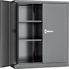 INTERGREAT Metal Storage Cabinets, 42" Lockable Garage Storage Cabinet with 2 Doors and 2 Adjustable Shelves, Black Steel File Cabinet Great for Home Office, Garage, Warehouse, Study Room equipment cabinet,AV gear cabinet,component enclosure,