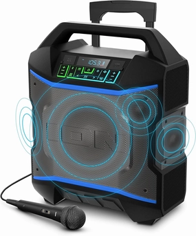ION Block Rocker - Portable Bluetooth Outdoor Party Speaker with Karaoke Microphone, Battery, 4 Speakers, Radio, USB Port, App, Water-Resistant, 120W wireless speakers,portable Bluetooth speaker,multiroom speaker,