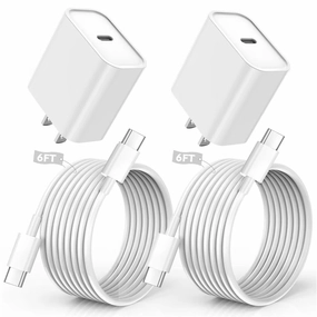 iPhone 16/15 Charger, USB C Charger, 2-Pack 20W Type C Fast Wall Charge Power Adapter, 6FT 60W USB-C to C Cable for iPhone 16/15 Pro/15 Pro Max, iPad Pro 12.9/11 inch, New iPad Air 5/4th, AirPods Pro power cord,hi-fi power cable,AC power lead,