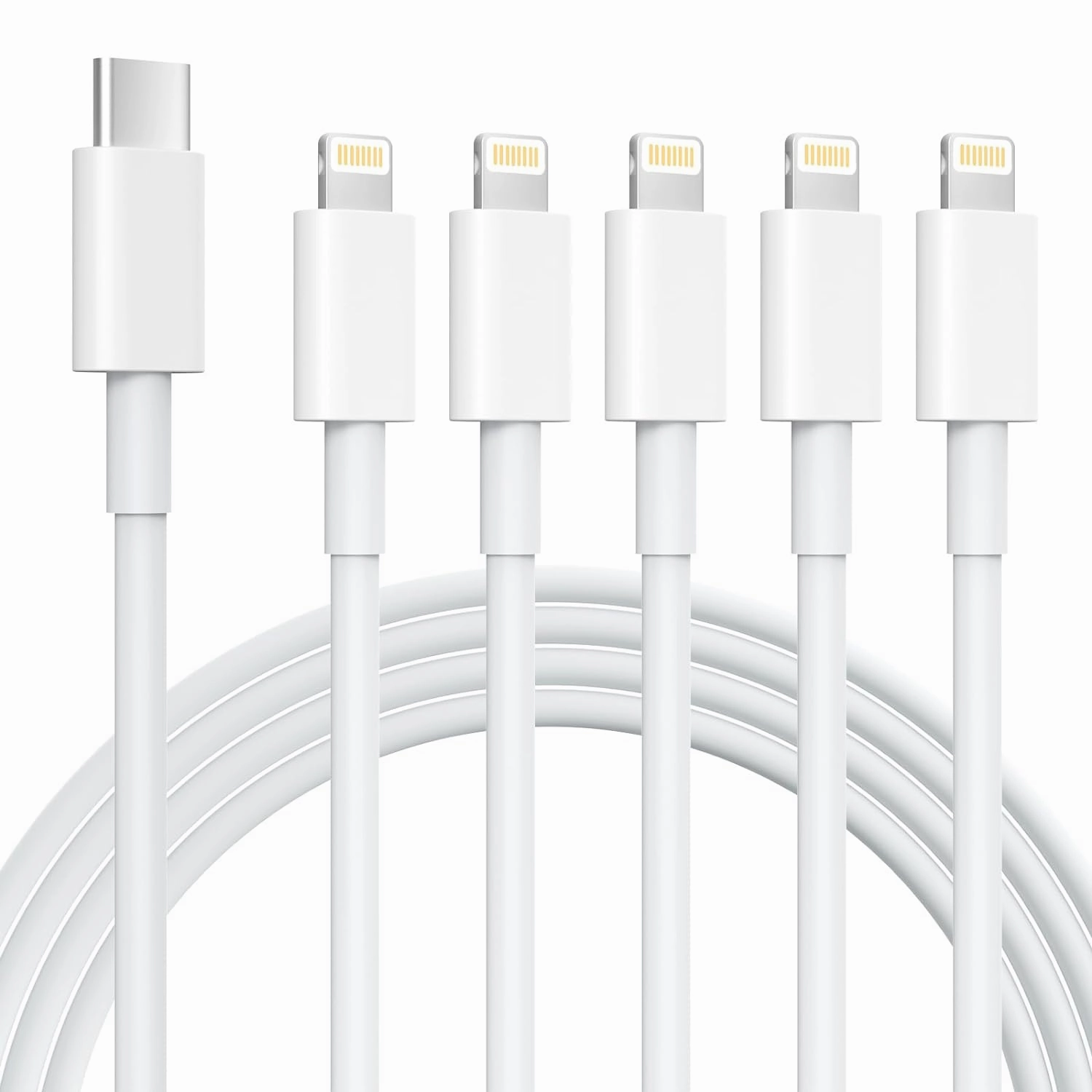 iPhone Charger 5 Pack 6FT USB C to Lightning CableApple MFi CertifiediPhone Charger Fast Charging iphone lightning cable iphone charger cord for iPhone 14/13/12/12 Pro Max/11/Xs Max/XR/X,AirPods Pro power cord,hi-fi power cable,AC power lead,