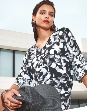 Island Beach Dress - Black and White