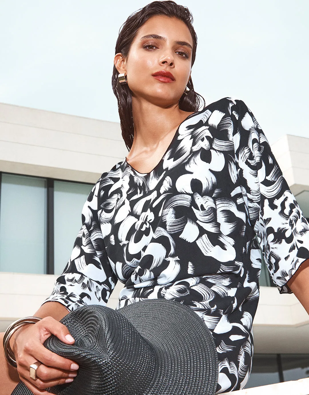 Island Beach Dress - Black and White