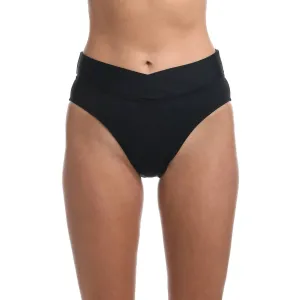 Island Goddess Crossover High Waist Swim Bottom In Black