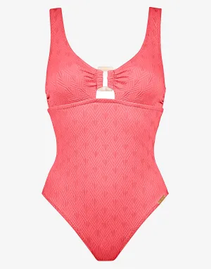 Island Nostalgia Ring Front Swimsuit - Ocean Coral