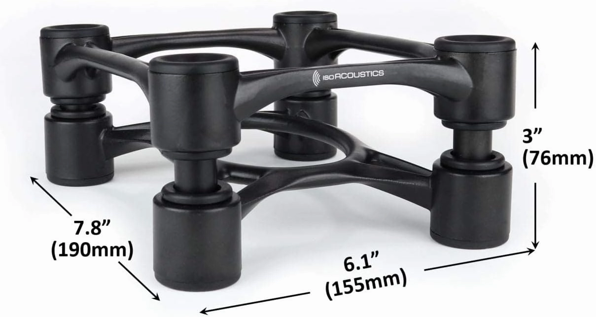 IsoAcoustics Aperta Series Isolation Speaker Stands with Tilt Adjustment: Aperta (6.1" x 7.5") Black Pair