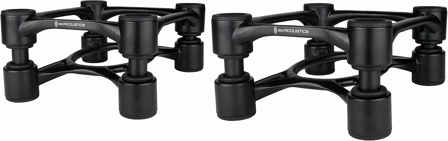 IsoAcoustics Aperta Series Isolation Speaker Stands with Tilt Adjustment: Aperta (6.1" x 7.5") Black Pair speaker stands,monitor stands,floor speaker holders,