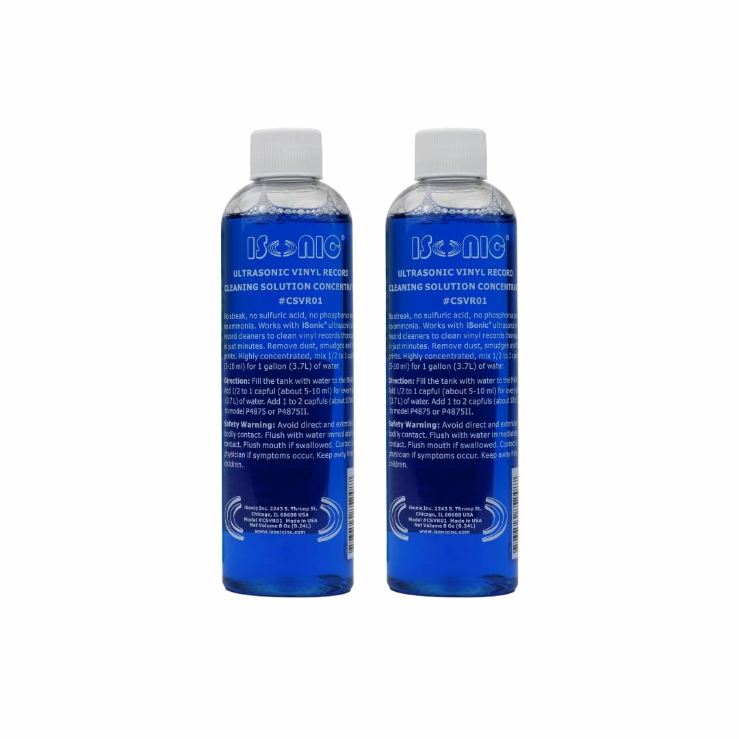 iSonic Vinyl Record Cleaning Solution Concentrate, CSVR01x2 (2-Pack) record cleaning kit,vinyl cleaner,stylus brush set,