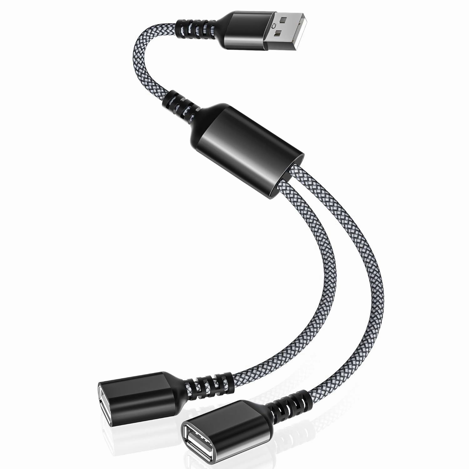Itramax USB Splitter 1FT, Y Cable,1 in 2 Out Dual Port Extender Hub, USB Male to Double Female Extension Cord Adapter, Data Power Charger Split Converter for TV,PC,Laptop,MacBook,Keyboard,PS4,PS5 smart audio hub,voice control speaker,Alexa compatible audio