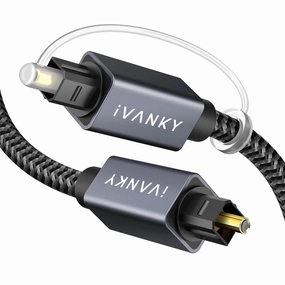 IVANKY Optical Audio Cable 10ft/3M Long Digital Audio Optical Cable for Soundbar, S/PDIF Toslink Fiber Optic Cord [Braided, Gold-Plated Connectors, CL3 Rated] for TV, Home Cinema, Xbox/PS4, Sonos soundbar,TV speaker bar,home theater soundbar,