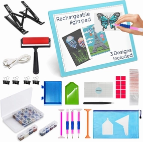 iVyne Rechargeable A4 Light Pad for Diamond Painting & Art Projects  LED Light Board with Diamond Art Accessories  Ultra-Thin & Portable Diamond Dot Light Board, Perfect for Artists - Blue vinyl accessories,turntable parts,record player tools,