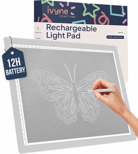iVyne Rechargeable A4 Light Pad for Tracing & Weeding - LED Light Board for Weeding Vinyl - for Cricut Vinyl Weeding Tools - Ultra-Thin & Portable - Perfect for Artists & Crafters - White vinyl accessories,turntable parts,record player tools,