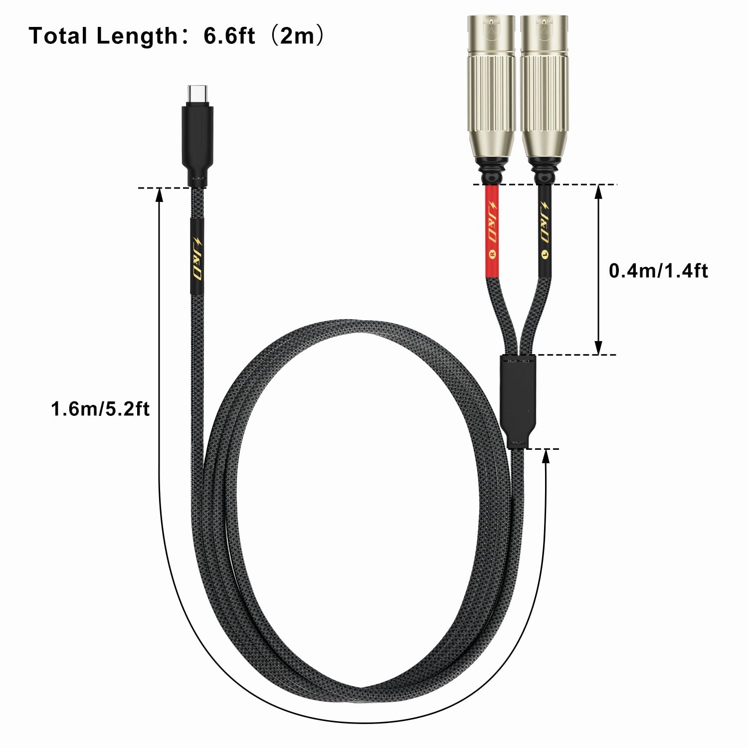 J&D USB C to Dual XLR Male Audio Stereo Cable Cord Converter Adapter for Amplifier, Mixing Console Mixer, Speaker Compatible with iPhone 16 Pro Max/16 Pro/16 Plus/16/15/15 Pro Max/15 Pro/15 Plus, 6ft