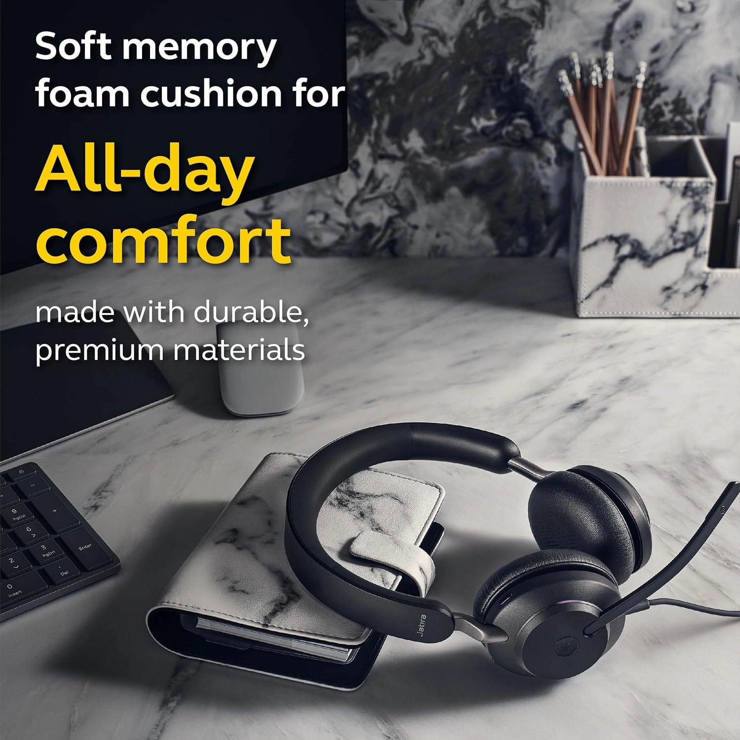 Jabra Evolve2 40 UC Wired Headphones, USB-A, Stereo, Black  Telework Headset for Calls and Music, Enhanced All-Day Comfort, Passive Noise Cancelling Headphones, UC-Optimized with USB-A Connection