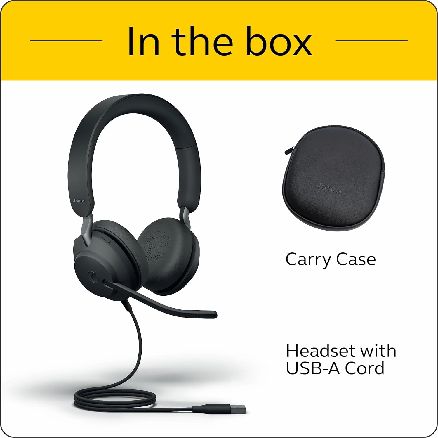 Jabra Evolve2 40 UC Wired Headphones, USB-A, Stereo, Black  Telework Headset for Calls and Music, Enhanced All-Day Comfort, Passive Noise Cancelling Headphones, UC-Optimized with USB-A Connection