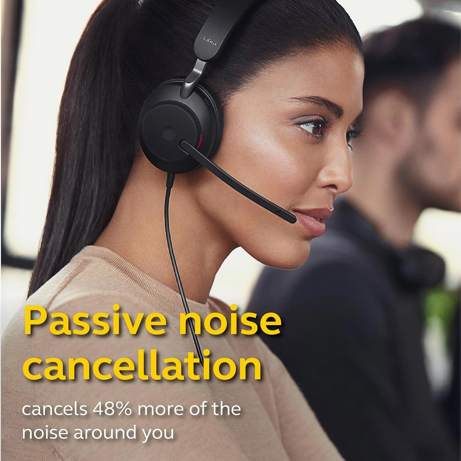 Jabra Evolve2 40 UC Wired Headphones, USB-A, Stereo, Black  Telework Headset for Calls and Music, Enhanced All-Day Comfort, Passive Noise Cancelling Headphones, UC-Optimized with USB-A Connection