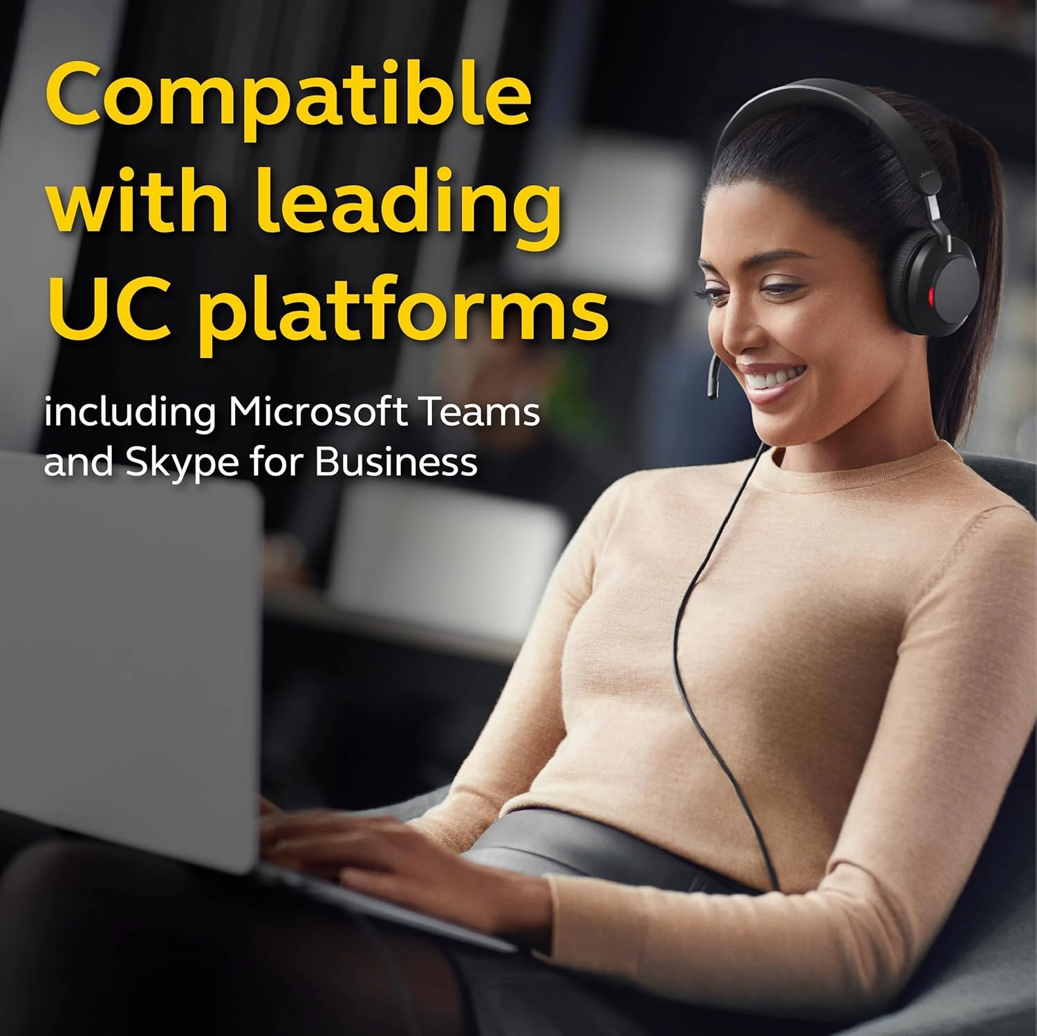 Jabra Evolve2 40 UC Wired Headphones, USB-A, Stereo, Black  Telework Headset for Calls and Music, Enhanced All-Day Comfort, Passive Noise Cancelling Headphones, UC-Optimized with USB-A Connection