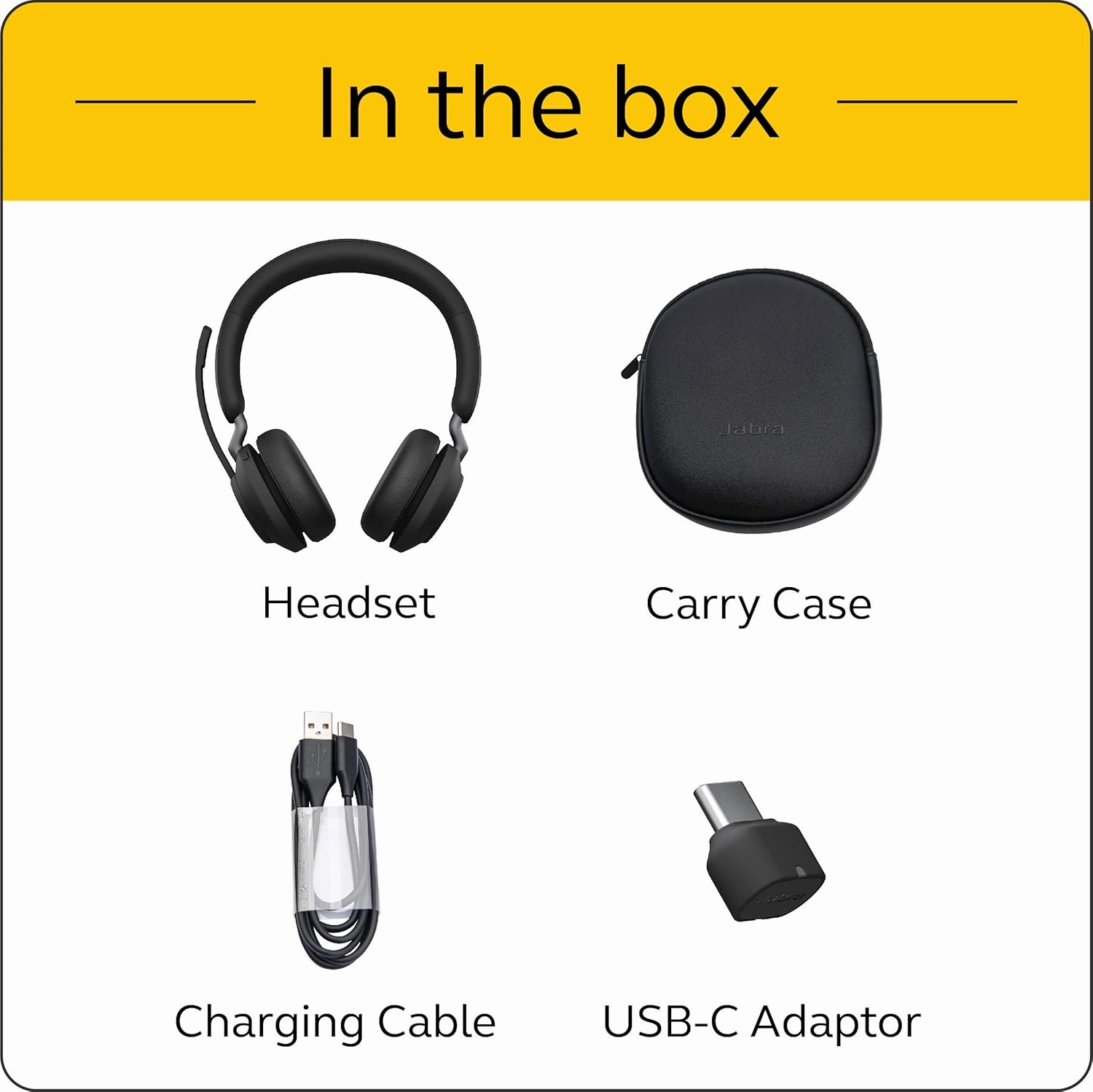 Jabra Evolve2 65 MS Wireless Headphones with Link380c, Stereo, Black  Wireless Bluetooth Headset for Calls and Music, 37 Hours of Battery Life, Passive Noise Cancelling Headphones