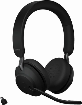 Jabra Evolve2 65 MS Wireless Headphones with Link380c, Stereo, Black  Wireless Bluetooth Headset for Calls and Music, 37 Hours of Battery Life, Passive Noise Cancelling Headphones noise cancelling headphones,ANC headphones,travel headphones,