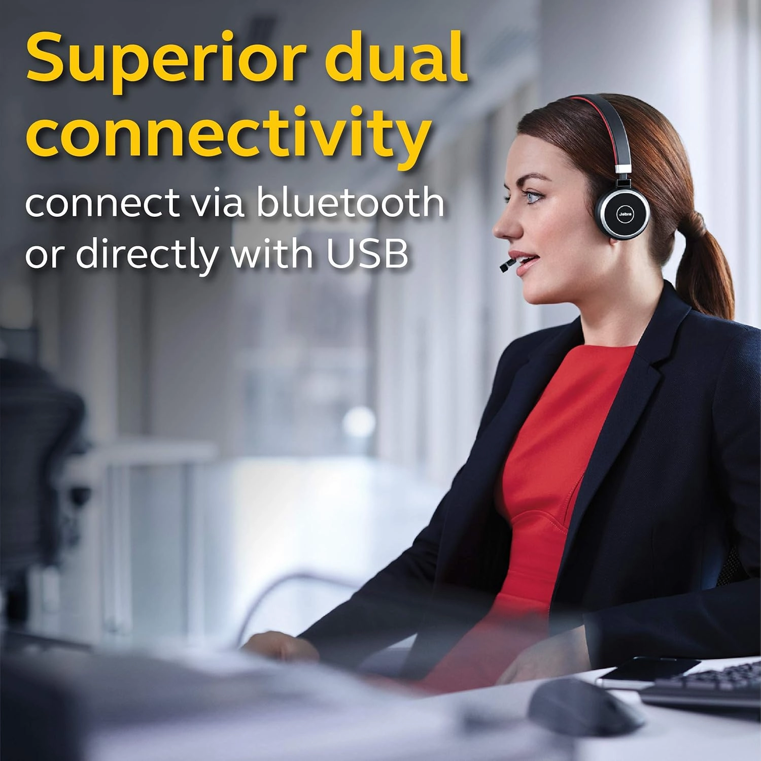 Jabra Evolve 65 MS Wireless Headset, Stereo  Includes Link 370 USB Adapter  Bluetooth Headset with Industry-Leading Wireless Performance, Advanced Noise-Cancelling Microphone, All Day Battery
