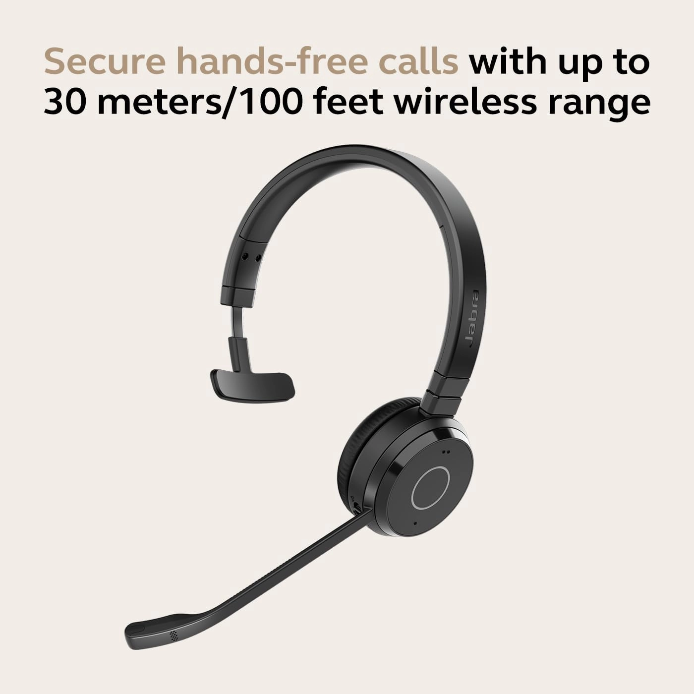 Jabra Evolve 65 TE (Third Edition) Wireless Single-Ear Headphones w/Charging Stand - Noise-Canceling, 16 hr Battery Life, Dual Connectivity, Works w/All UC Platforms Like Zoom & Google Meet, Black