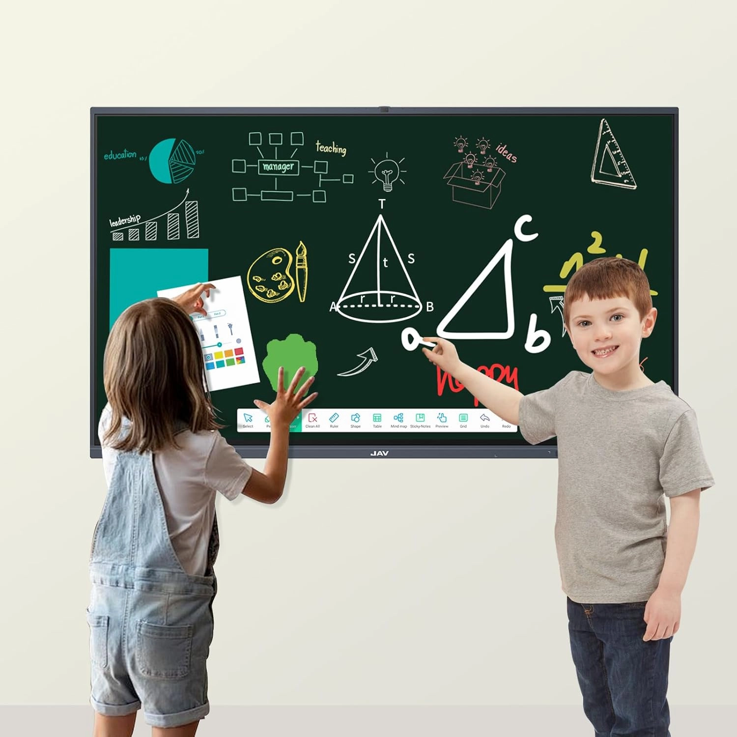 JAV Smart Board, 86'' 4K UHD Interactive Whiteboard, All in One Smartboard for Office, Digital Smart Whiteboard Built in Dual System and 13MP Camera for Classroom (Board Only)