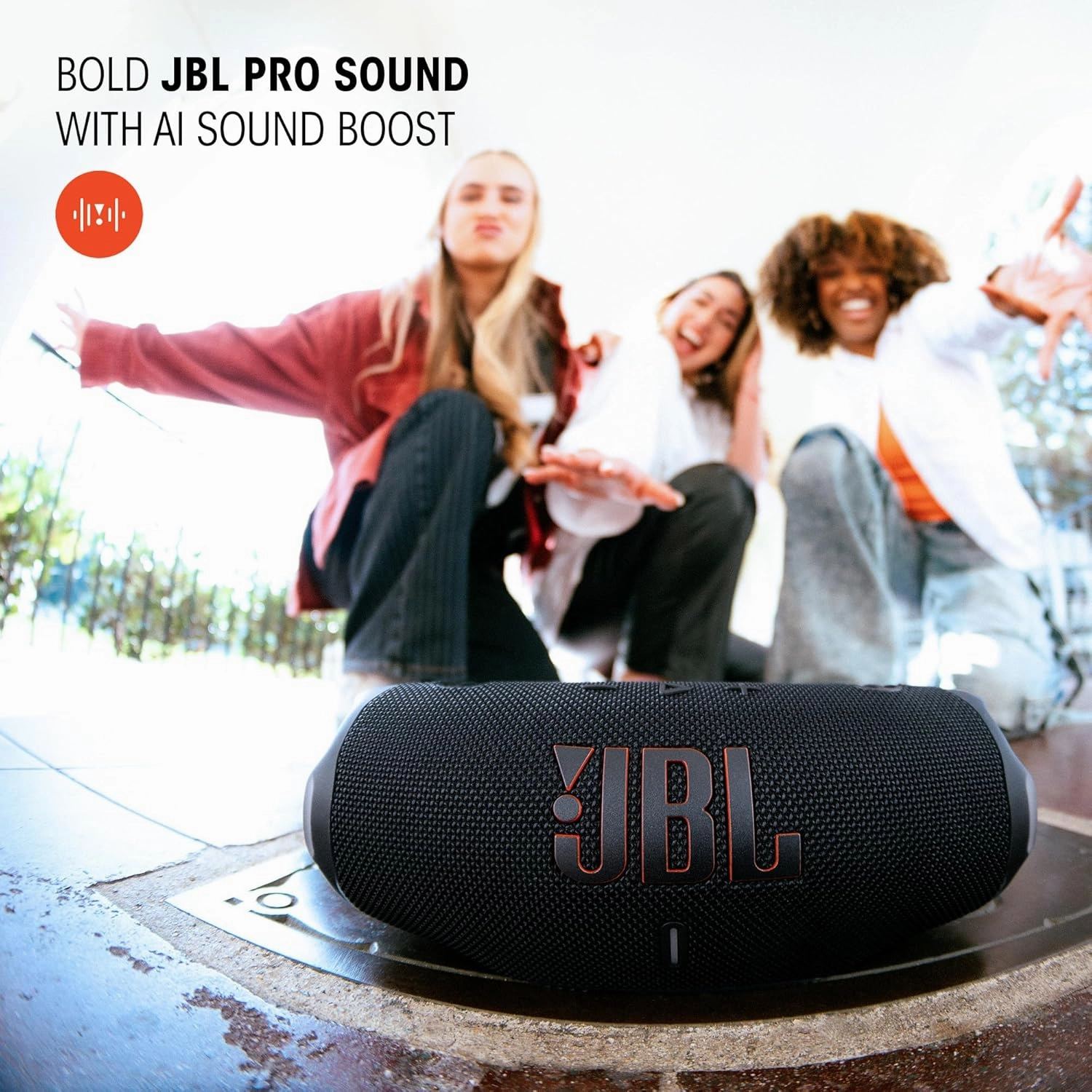 JBL Charge 6 - Portable Waterproof & Drop-Proof Bluetooth Speaker, Bold Pro Sound with AI Sound Boost, 28Hrs of Playtime, Built-in powerbank & Comes with a Sturdy/Removable Carrying Strap (Blue)
