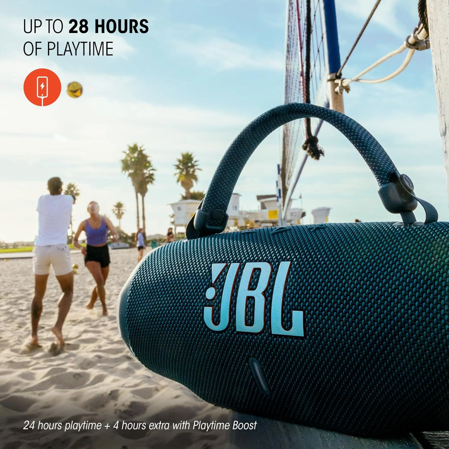 JBL Charge 6 - Portable Waterproof & Drop-Proof Bluetooth Speaker, Bold Pro Sound with AI Sound Boost, 28Hrs of Playtime, Built-in powerbank & Comes with a Sturdy/Removable Carrying Strap (Blue)