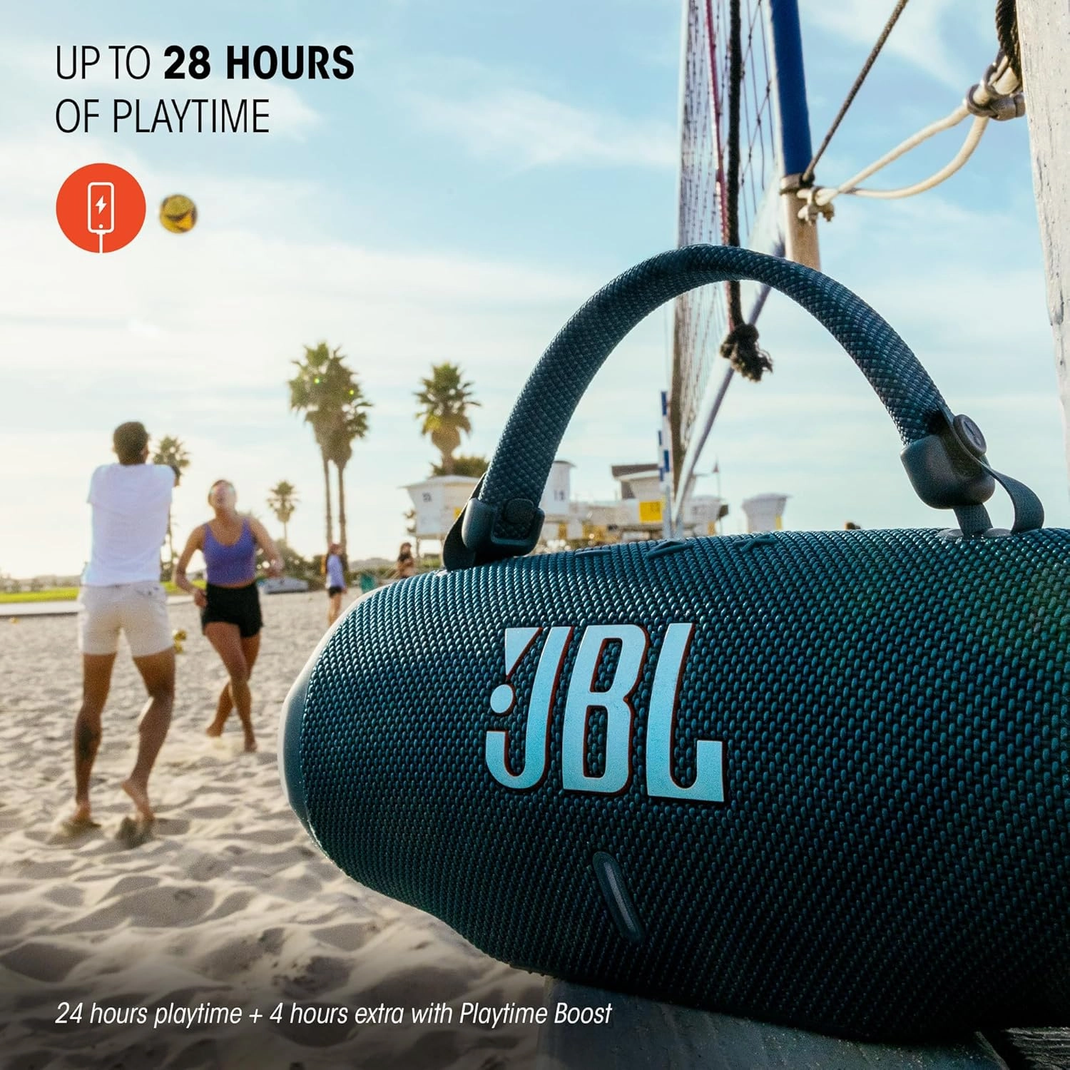 JBL Charge 6 - Portable Waterproof & Drop-Proof Bluetooth Speaker, Bold Pro Sound with AI Sound Boost, 28Hrs of Playtime, Built-in powerbank & Comes with a Sturdy/Removable Carrying Strap (Blue)