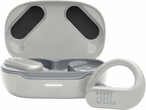 JBL Endurance Peak 3 - Dust and Water Proof (IP68) True Wireless Active Earbuds, Pure Bass Sound, Up to 50 Total Hours of Playback with Speed Charge, Ambient Aware & Talk Thru (White) TWS earbuds,compact wireless buds,Bluetooth ear tips,