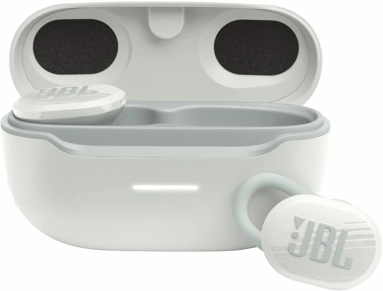 JBL Endurance Race TWS - Waterproof true wireless active sport earbuds, JBL Pure Bass Sound, Up to 30 hours of battery life, IP67 Waterproof and Dustproof, Ambient Aware & TalkThru (White) wireless earbuds,Bluetooth earphones,true wireless stereo,