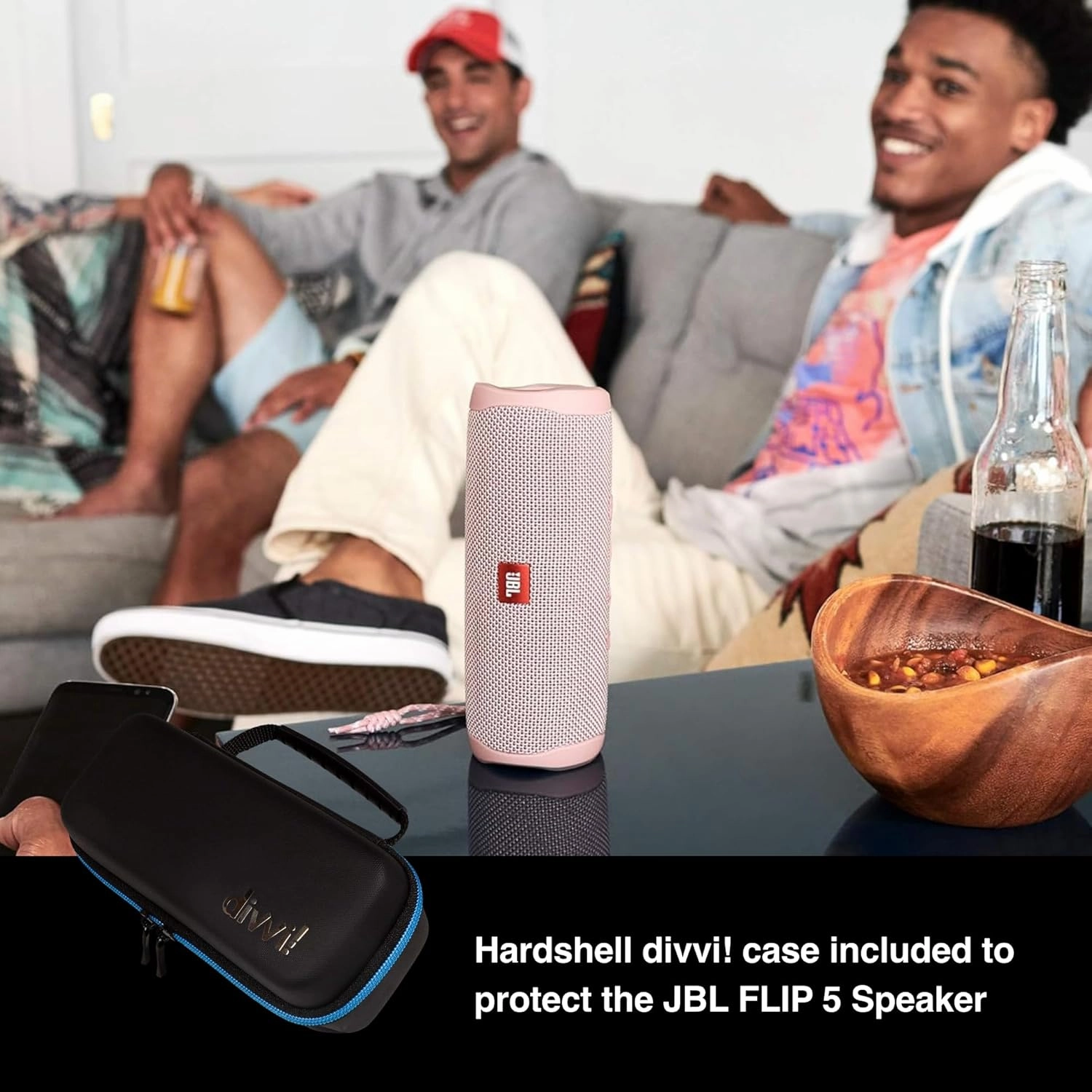 JBL Flip 5 (Black)   Bundle with divvi! Protective Hardshell Case