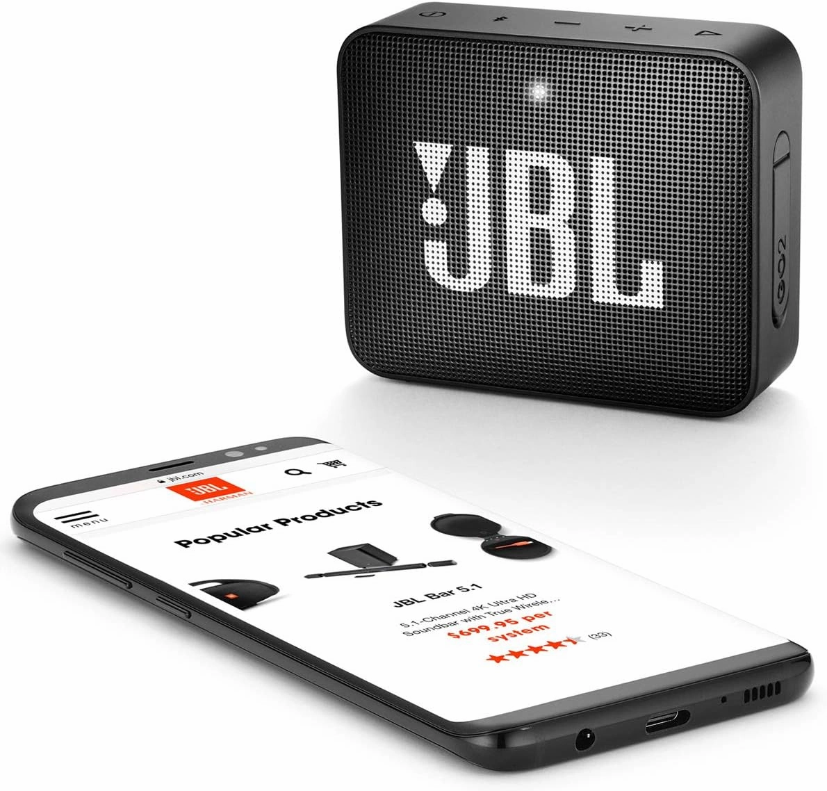 JBL GO2 - Waterproof Ultra-Portable Bluetooth Speaker - Black