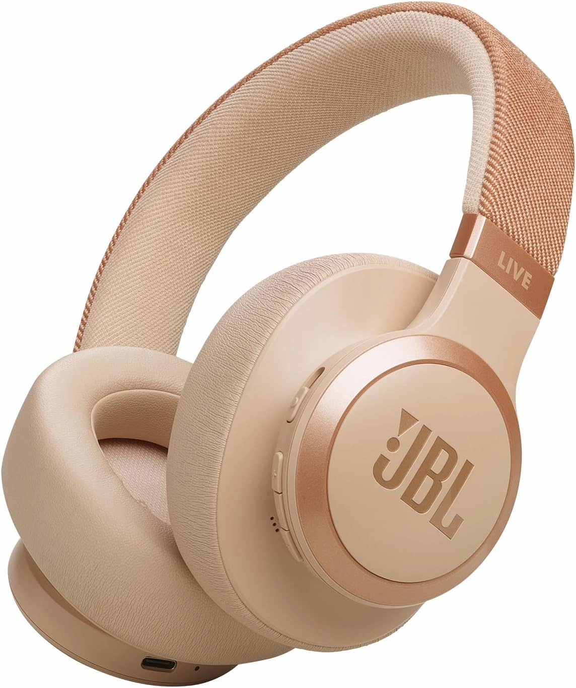 JBL Live 770NC - Wireless Over-Ear Headphones with True Adaptive Noise Cancelling with Smart Ambient, Up to 65 Hours of Battery Life, Comfort-fit Fabric Headband & Carrying Pouch (Sandstone) over-ear headphones,closed back headphones,wireless studio ca