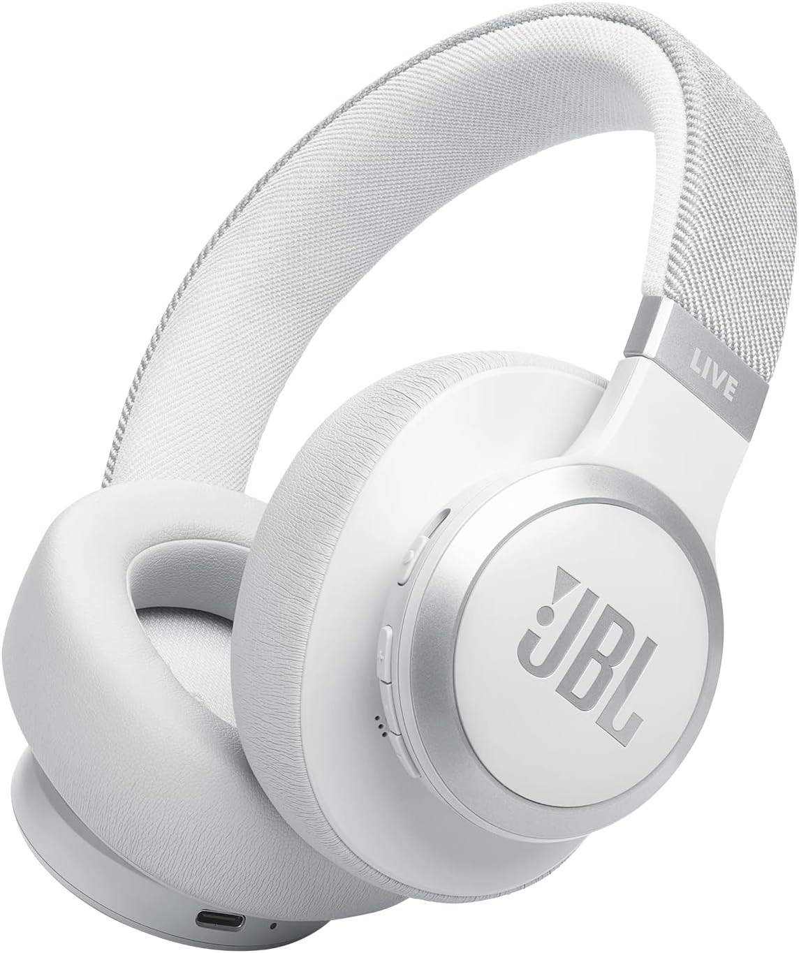 JBL Live 770NC - Wireless Over-Ear Headphones with True Adaptive Noise Cancelling with Smart Ambient, Up to 65 Hours of Battery Life, Comfort-fit Fabric Headband & Carrying Pouch (White) over-ear headphones,closed back headphones,wireless studio cans,