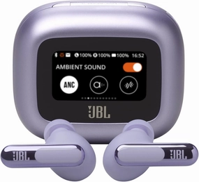JBL Live Beam 3 - True wireless noise-cancelling closed-stick earbuds, 48Hrs total playback, Wireless Charging, 6 Mics for perfect calls, Multi-point connection, IP55 waterproof and dustproof (Purple) noise cancelling headphones,ANC headphones,travel headp
