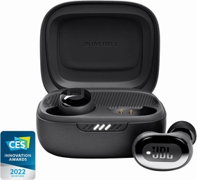 JBL Live Free 2 - True Wireless Noise Cancelling Earbuds, Up to 35hrs of Playtime, 6 mics for Perfect Calls with Zero Noise, IPX5 Waterproof, Oval Tubes for Better Comfort, Isolation, & bass (Black) TWS earbuds,compact wireless buds,Bluetooth ear tips,