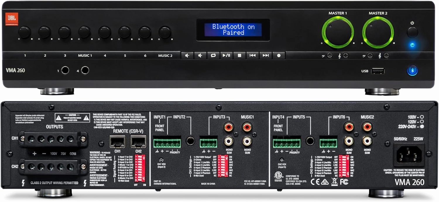 JBL Professional VMA260 Commercial Series 60-Watt Bluetooth-Enabled Mixer/Amplifier