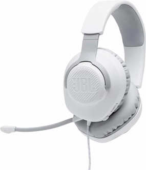 JBL Quantum 100 - Wired Over-Ear Gaming Headphones - White, Large over-ear headphones,closed back headphones,wireless studio cans,