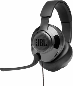JBL Quantum 200 - Wired over-ear gaming headset with Voice focus directional flip-up mic and memory foam ear cushions (Black) over-ear headphones,closed back headphones,wireless studio cans,