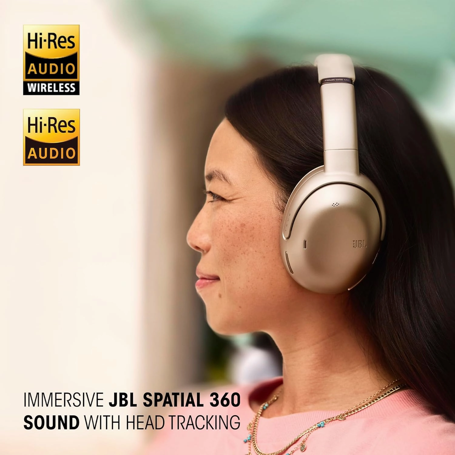 JBL Tour One M3 Smart Tx - Wireless Over-Ear Noise Cancelling Headphones with Smart Transmitter, Hi-Res Audio (3.5mm or USB-C), Spatial 360 Sound with Head Tracking & 70Hrs of Playback (Mocha)