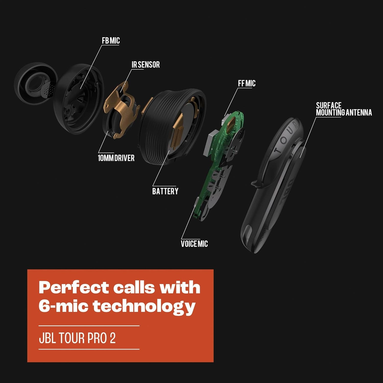 JBL Tour Pro 2 - True Wireless Noise Cancelling Earbuds with Smart Charging Case, 6-mic Perfect Calls with Voice Control, Up to 40hrs of Playtime, Immersive Spatial Sound (Champagne)