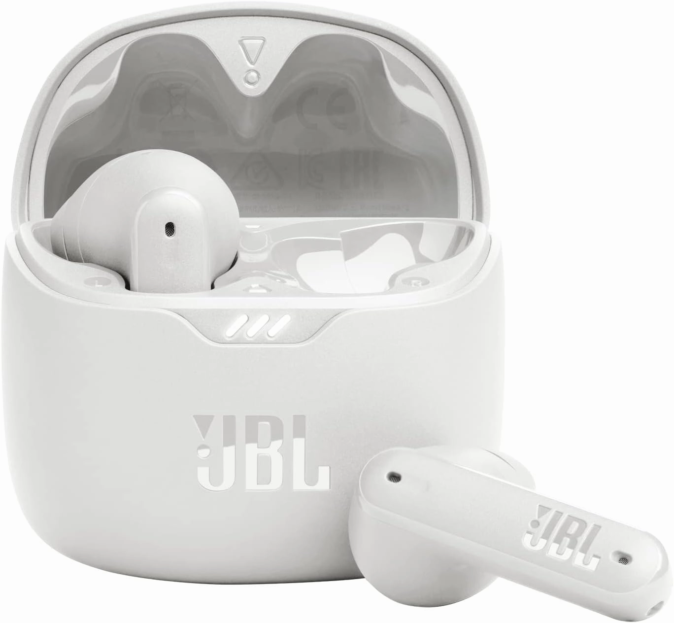 JBL Tune Flex - True Wireless Noise Cancelling Earbuds (White), Small TWS earbuds,compact wireless buds,Bluetooth ear tips,