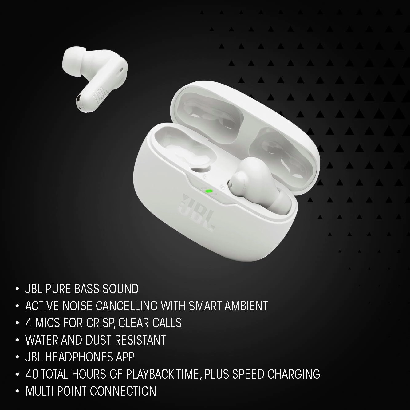 JBL Vibe Beam 2 - True Wireless Noise Cancelling Earbuds Pure Bass Sound & Smart Ambient Technology, 4mics for Crisp, Clear Calls, up to 40Hrs of Playback, IP54 Dust & Water Resistant (Blue)