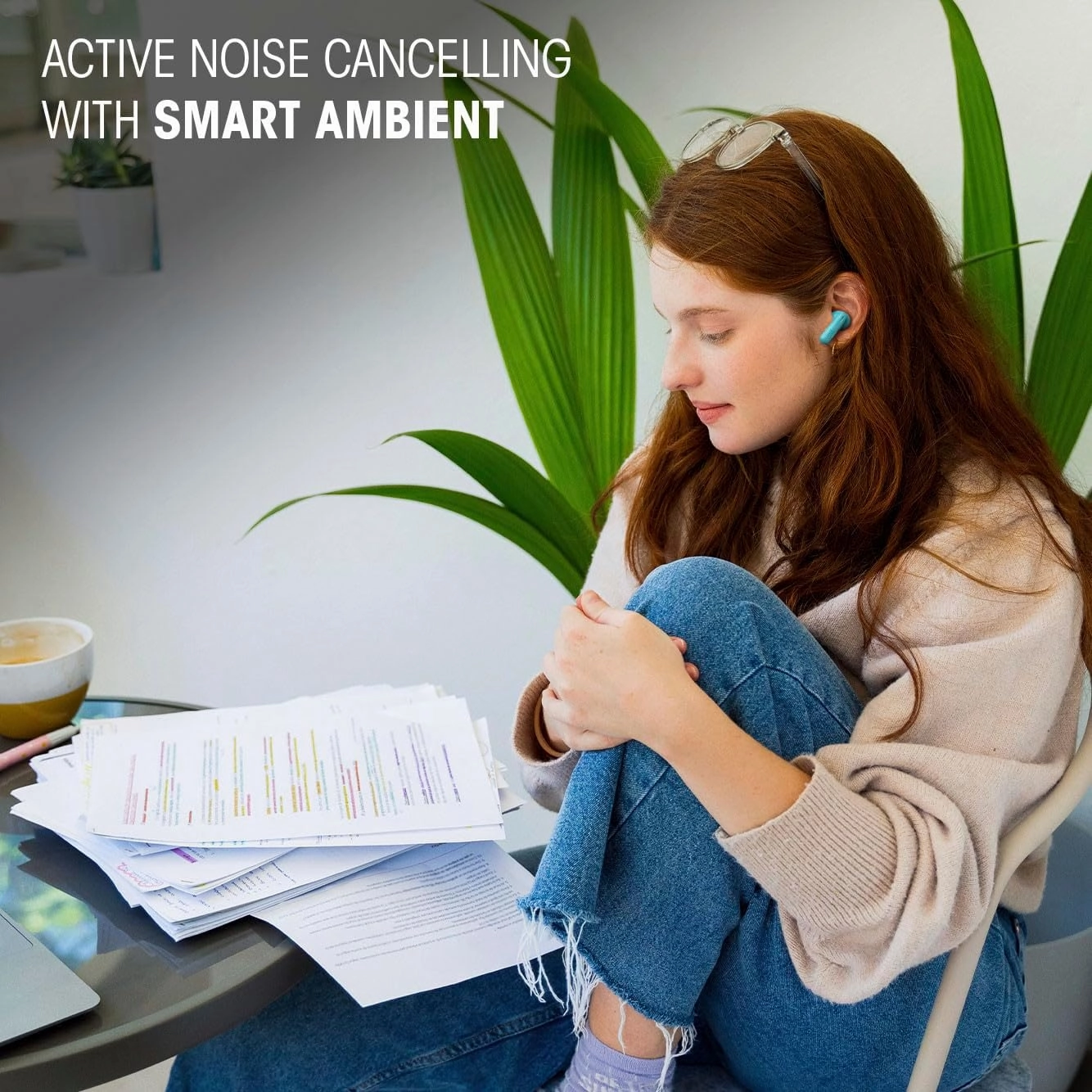 JBL Vibe Beam 2 - True Wireless Noise Cancelling Earbuds Pure Bass Sound & Smart Ambient Technology, 4mics for Crisp, Clear Calls, up to 40Hrs of Playback, IP54 Dust & Water Resistant (Blue)